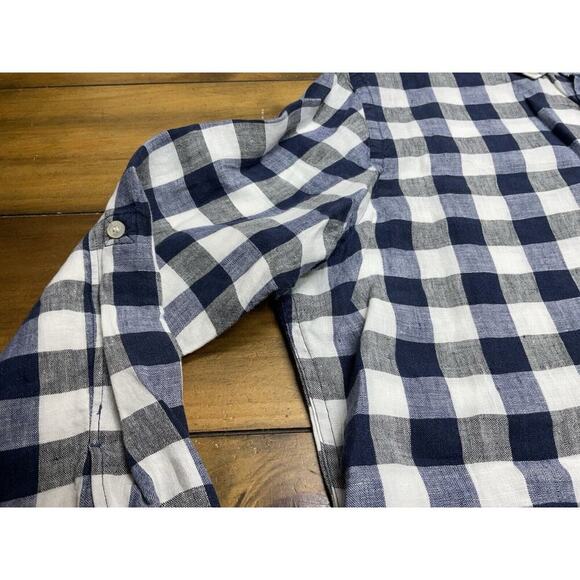 BAIRD MCNUTT Murano Slim Fit Linen Button Down Shirt XL Blue Check - Picture 8 of 12